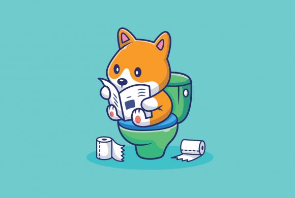 Dog pooping on toilet cartoon